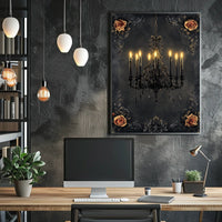 Vintage Chandelier with Roses Artistic Gothic Poster