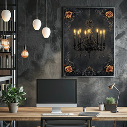 Vintage Chandelier with Roses Artistic Gothic Poster
