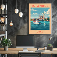Istanbul Cityscape with Iconic Mosque Travel Poster
