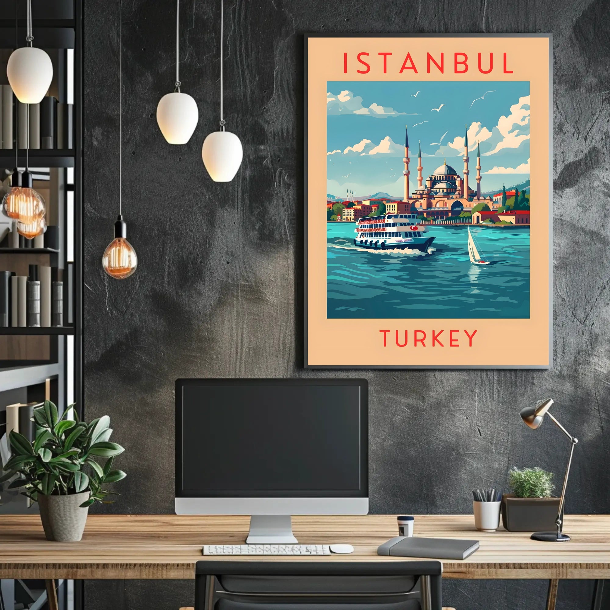 Istanbul Cityscape with Iconic Mosque Travel Poster