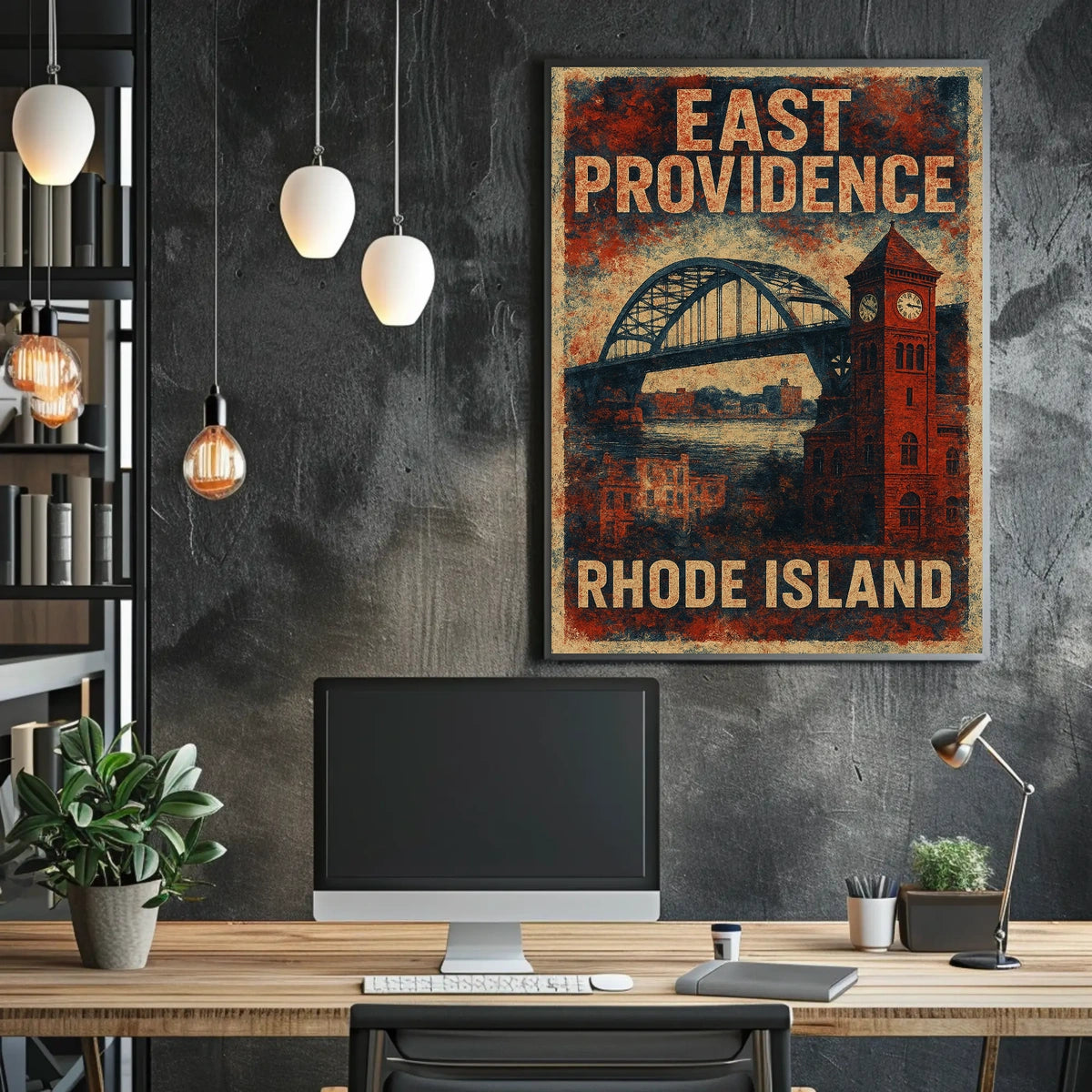 East Providence Rhode Island Vintage Travel Souvenir Poster