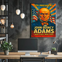 John Quincy Adams 6th President of the United States Colorful Comic Book Style Poster