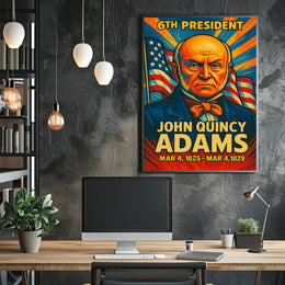 John Quincy Adams 6th President of the United States Colorful Comic Book Style Poster