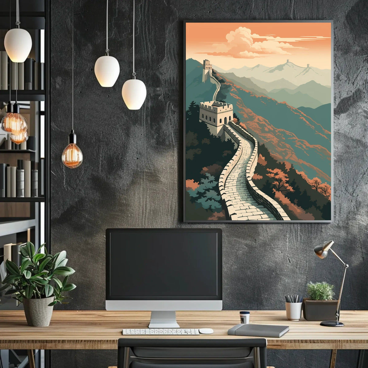 Great Wall of China Sunset Cultural or Heritage Poster