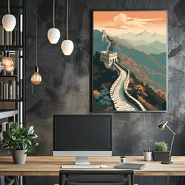 Great Wall of China Sunset Cultural or Heritage Poster