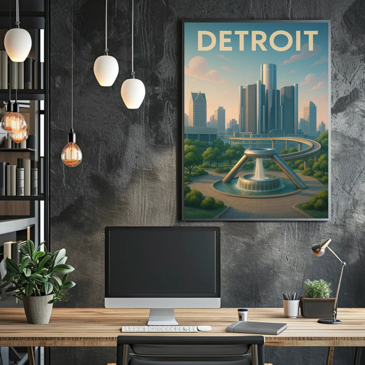 Detroit Skyline Poster