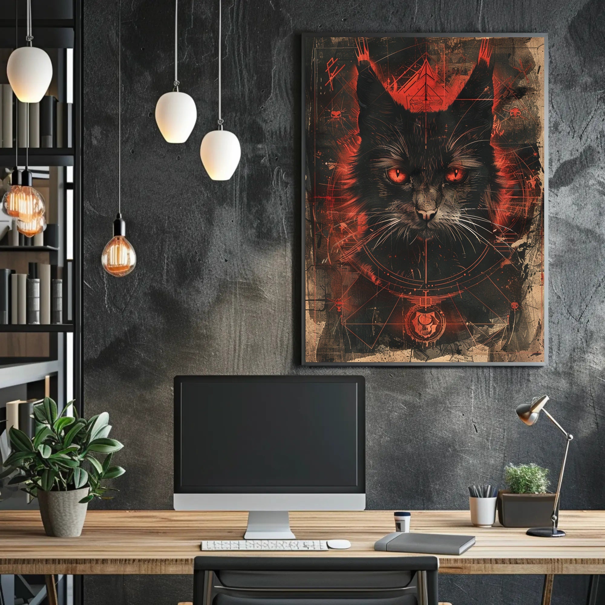 Mystical Cat Portrait Art Print Wall Decor for Home and Office PosterGoat