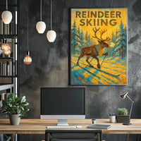 Reindeer Skiing Adventure Poster