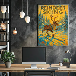Reindeer Skiing Adventure Poster