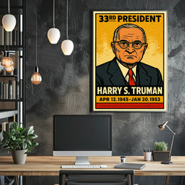 Harry S. Truman 33rd President of the United States Inked Comic Style Poster