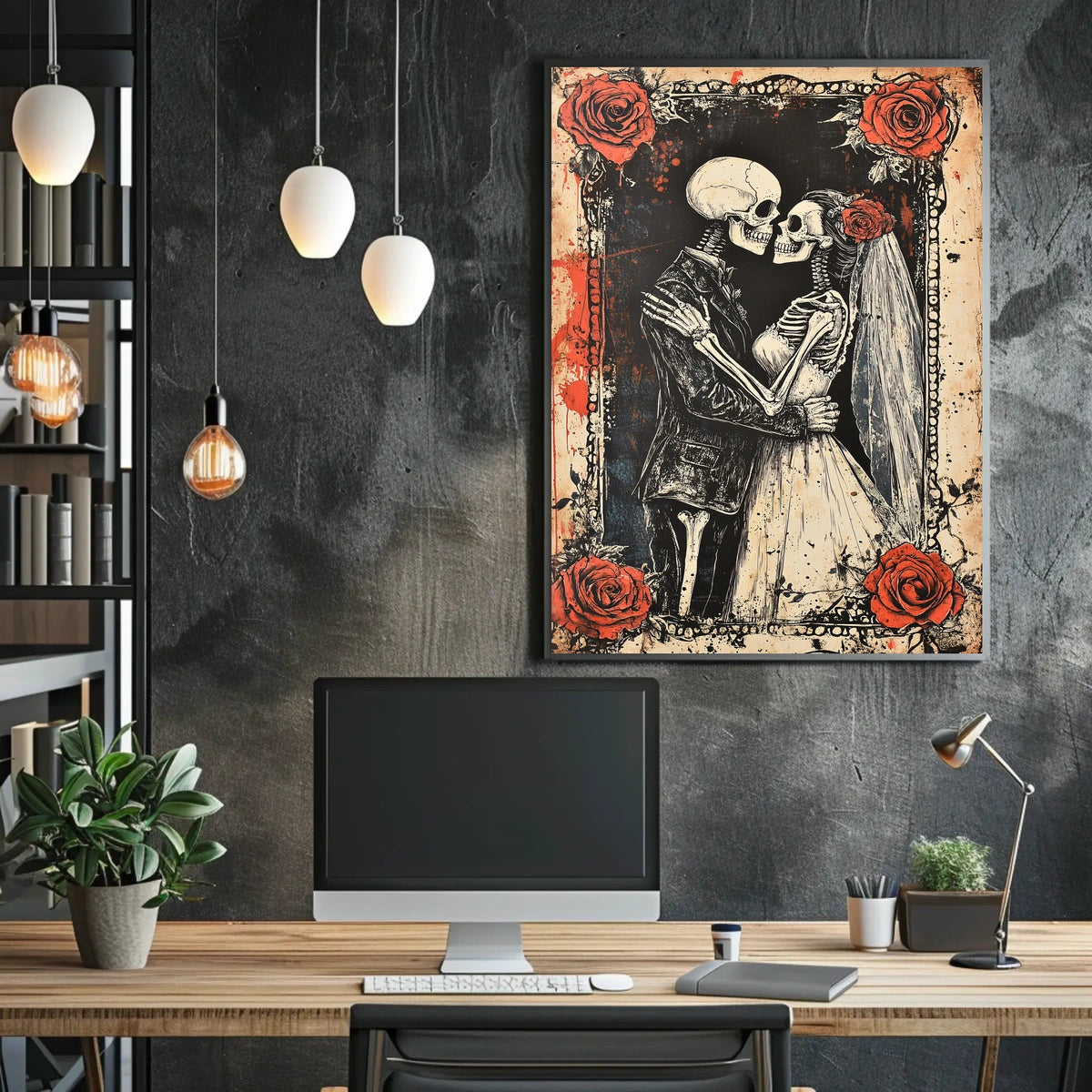 Eternal Love Skeletons Day of the Dead Cultural Poster
