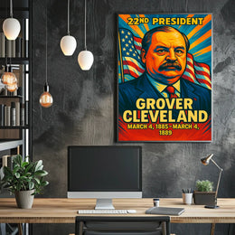 Grover Cleveland 22nd President of the United States Colorful Comic Book Style Poster