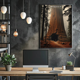 Sequoia Travel Poster Scenic Vintage Wall Art