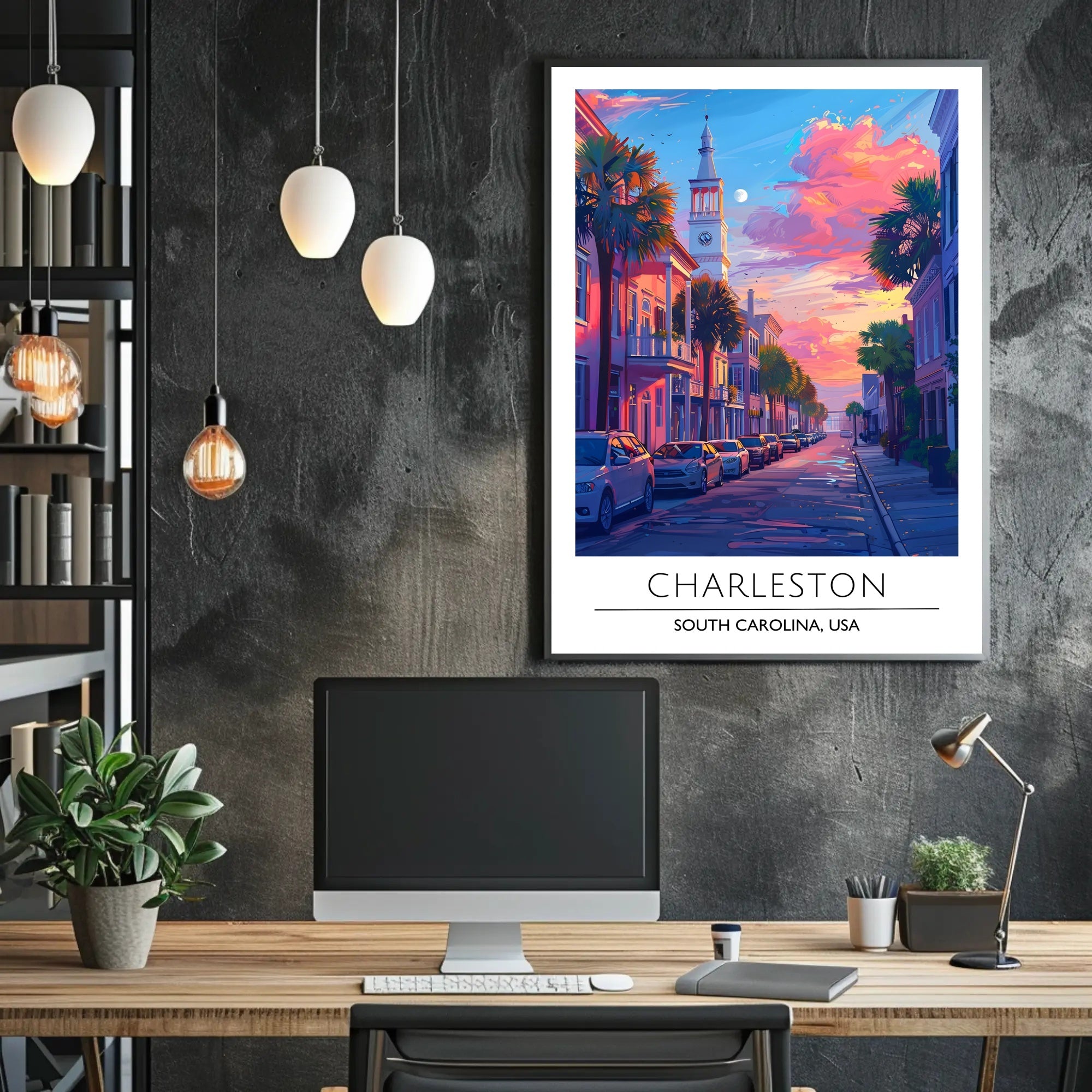 Charleston Street Scene: Vibrant Urban or Cityscape Poster