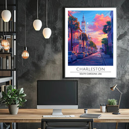 Charleston Street Scene: Vibrant Urban or Cityscape Poster