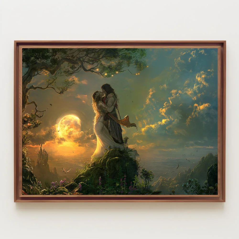 Romantic Fantasy Couple on Enchanted Hilltop Poster