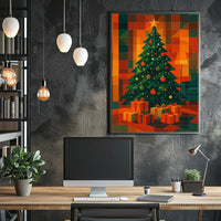 Geometric Holiday Landscape Art For Living Room Poster