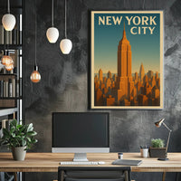 Empire State Building New York Poster Vintage Wall Art