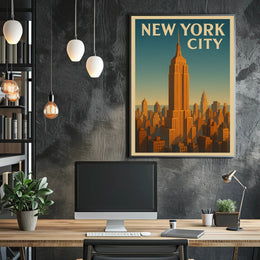 Empire State Building New York Poster Vintage Wall Art