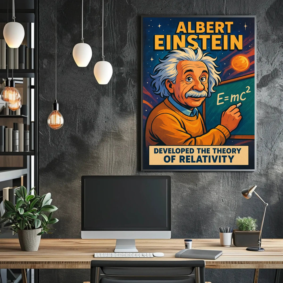 Einstein Relativity Theory Vintage Educational Poster