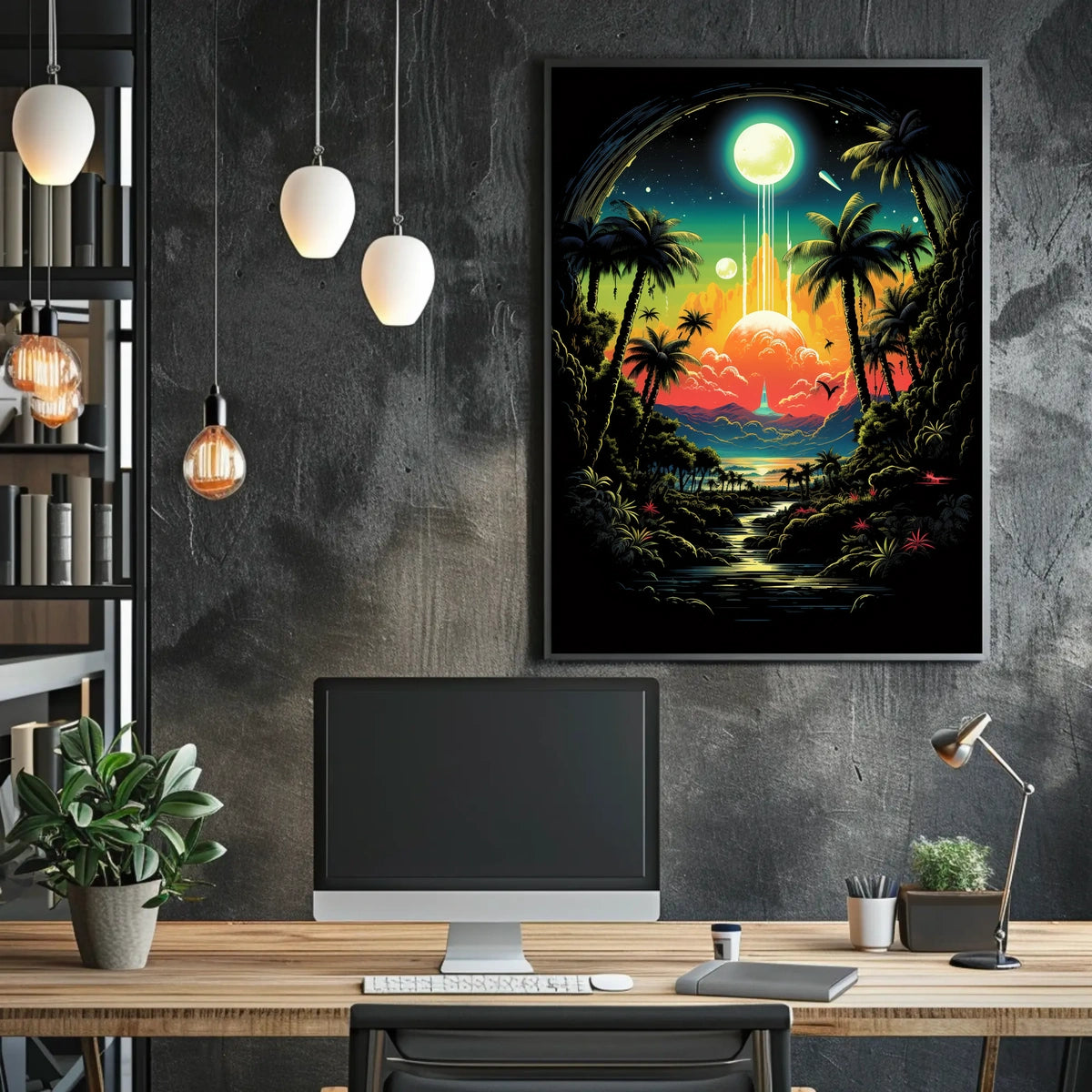 Surreal Cosmic Jungle Landscape Poster Art