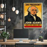 John Adams 2nd President of the United States Inked Comic Style Poster