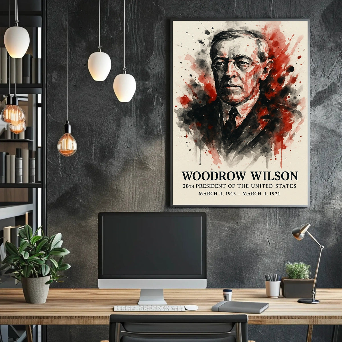 Woodrow Wilson Watercolor Illustration Historical or Presidential Poster