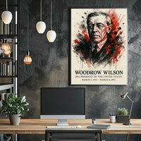 Woodrow Wilson Watercolor Illustration Historical or Presidential Poster