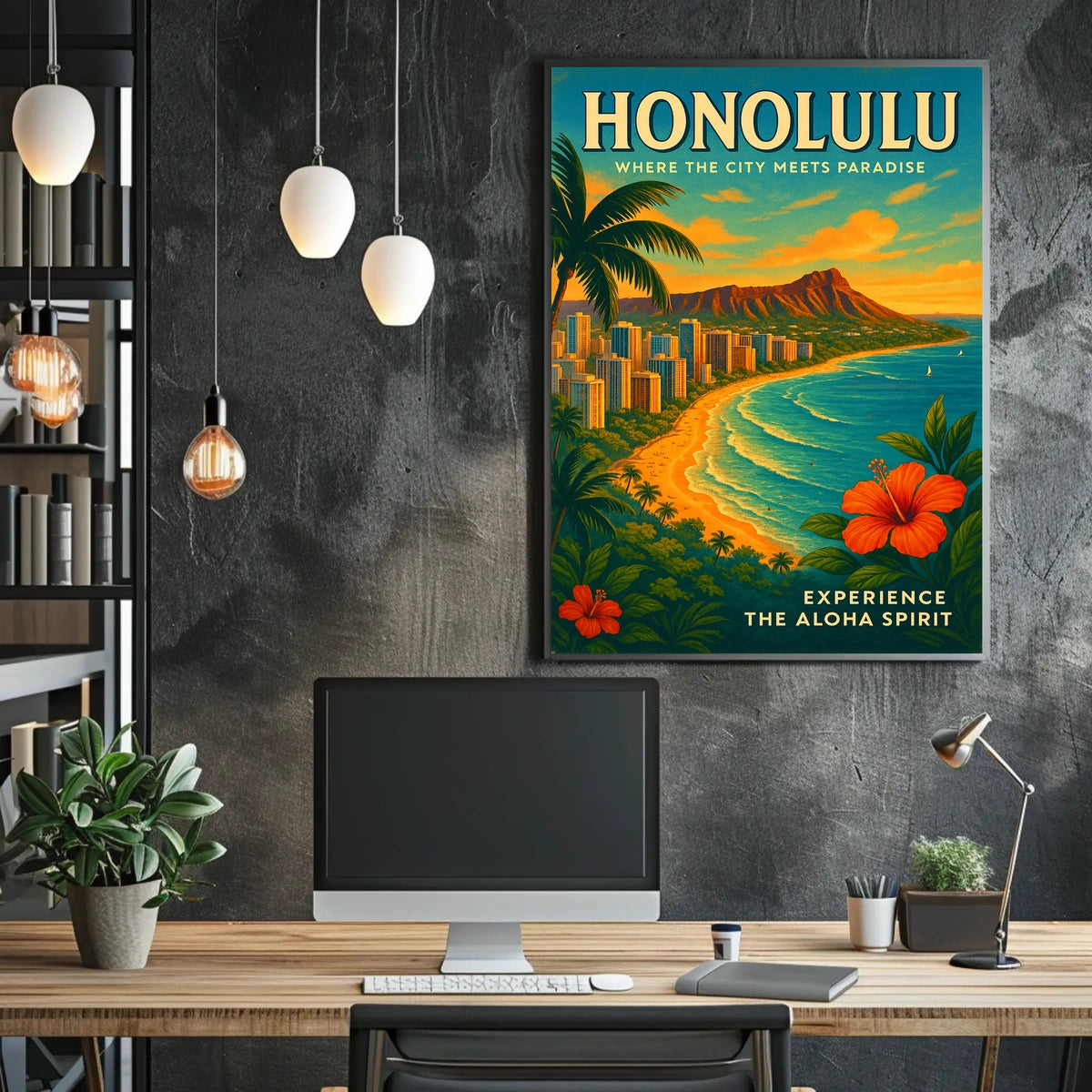 Honolulu Vintage Travel Poster Urban Meets Paradise