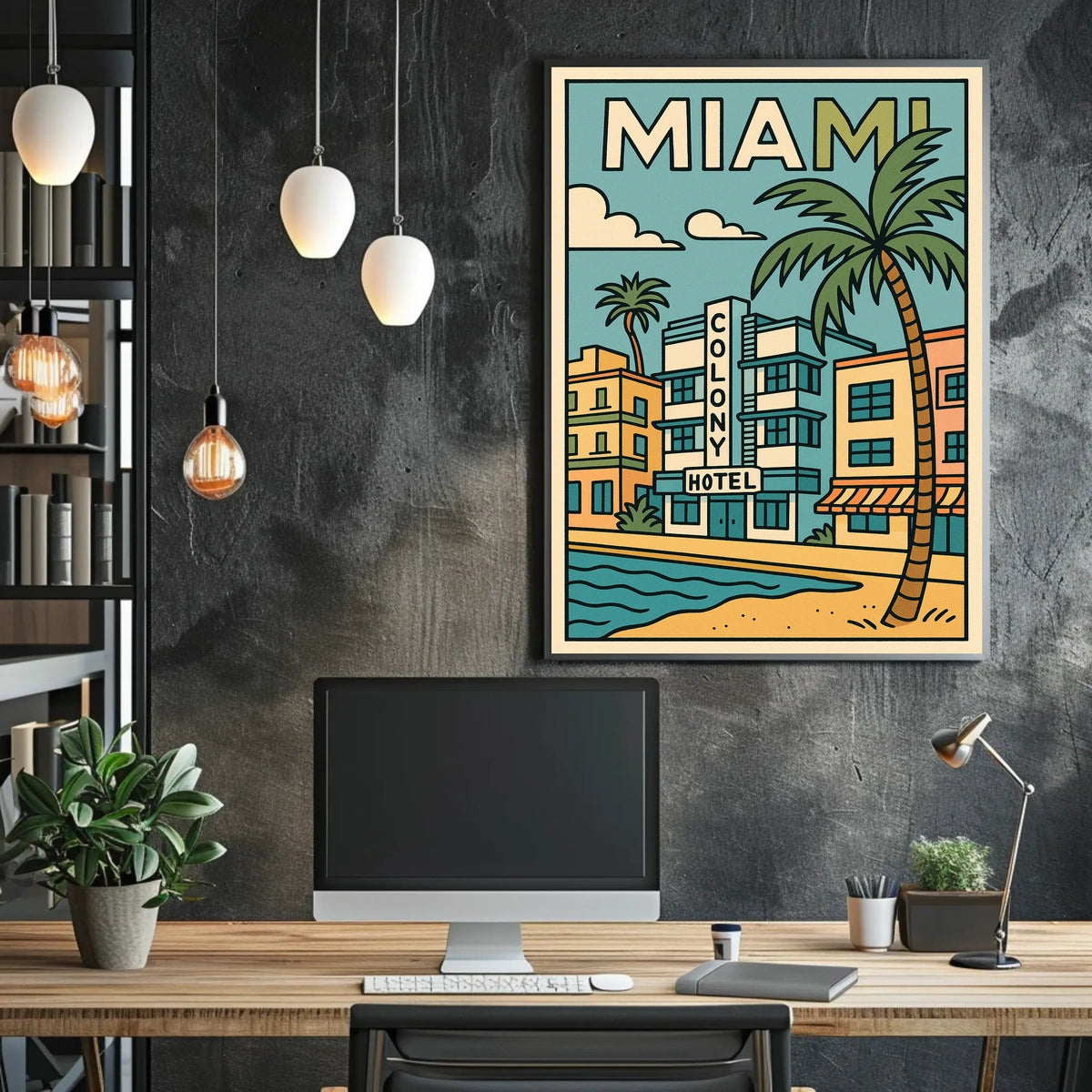 Vibrant Miami Colony Hotel Travel Poster