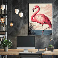 Flamingo Poster Graceful Pink Bird Coastal Wall Art