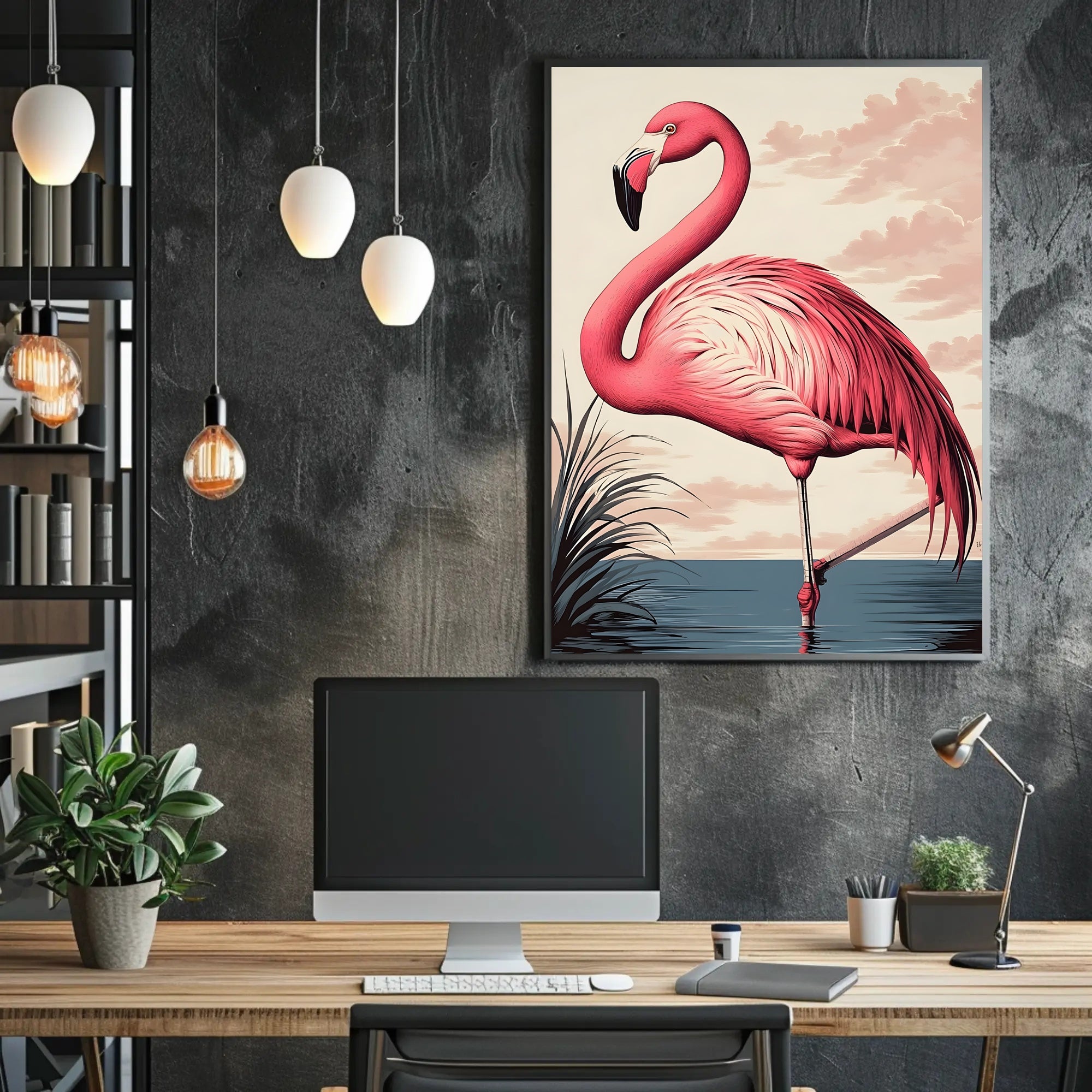 Flamingo Poster Graceful Pink Bird Coastal Wall Art