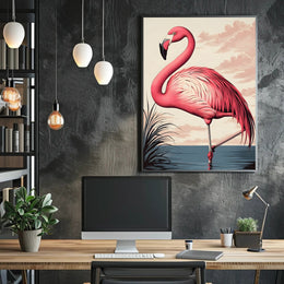 Flamingo Poster Graceful Pink Bird Coastal Wall Art