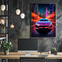 Futuristic Night Drive Poster PosterGoat