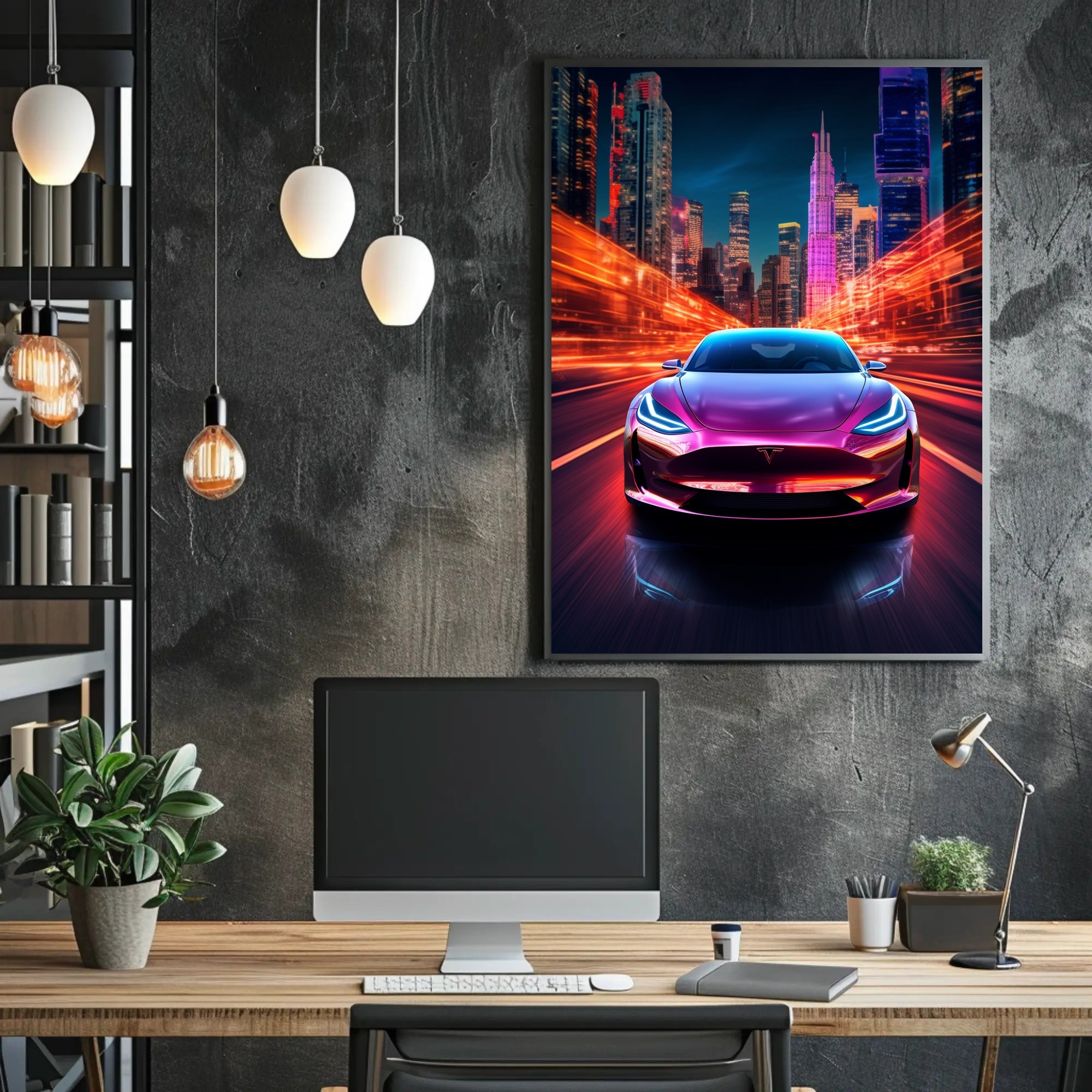 Futuristic Night Drive Poster PosterGoat