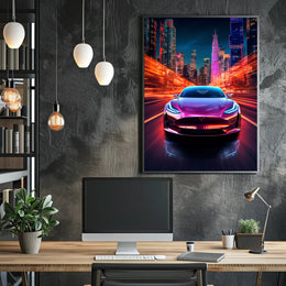 Futuristic Night Drive Poster PosterGoat