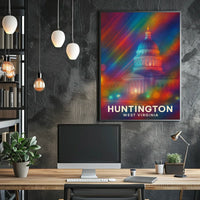 Huntington West Virginia Cityscape Vintage Collector Poster