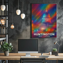 Huntington West Virginia Cityscape Vintage Collector Poster