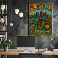 Louisville Kentucky Heartland Bluegrass Cityscape Heritage Vivid Nightlife Spirit Wall Art Poster