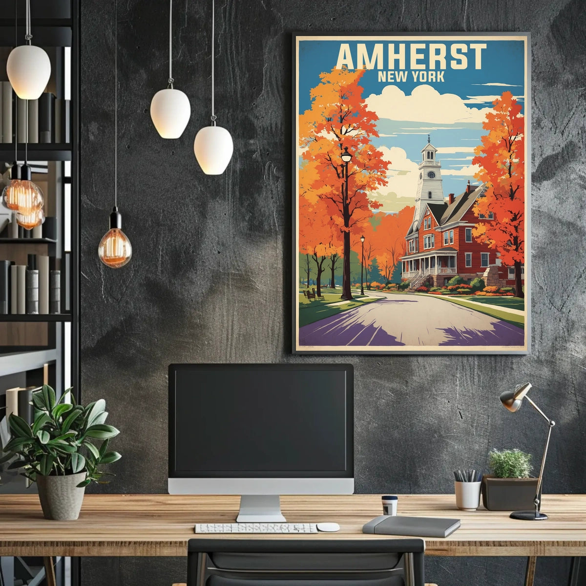 Serene Autumn Scene in Amherst Travel Poster