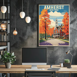 Serene Autumn Scene in Amherst Travel Poster