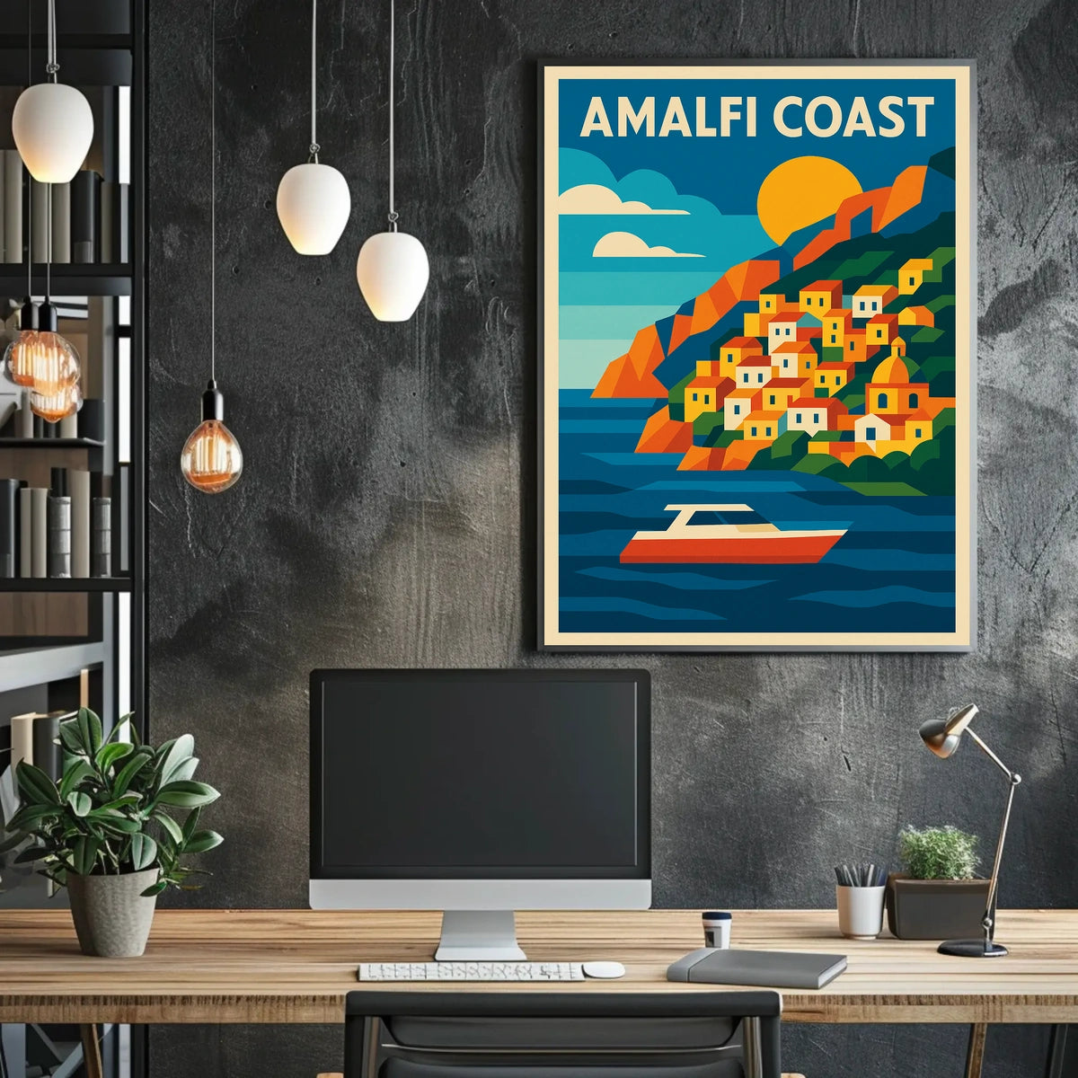 Amalfi Coast Poster Wall Art Scenic Coastal Decor Artwork
