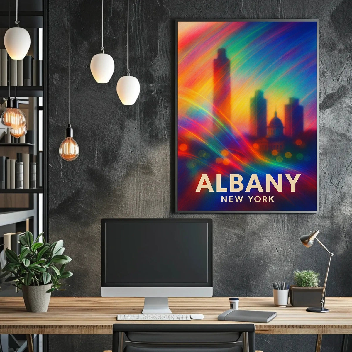 Albany Skyline Abstract Art Poster: Vibrant Cityscape