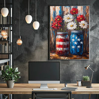 Mason Jars Painted In American Flag Colors Wall Poster