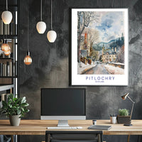 Pitlochry Winter Wonderland: Scenic Travel Poster PosterGoat