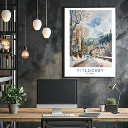Pitlochry Winter Wonderland: Scenic Travel Poster PosterGoat