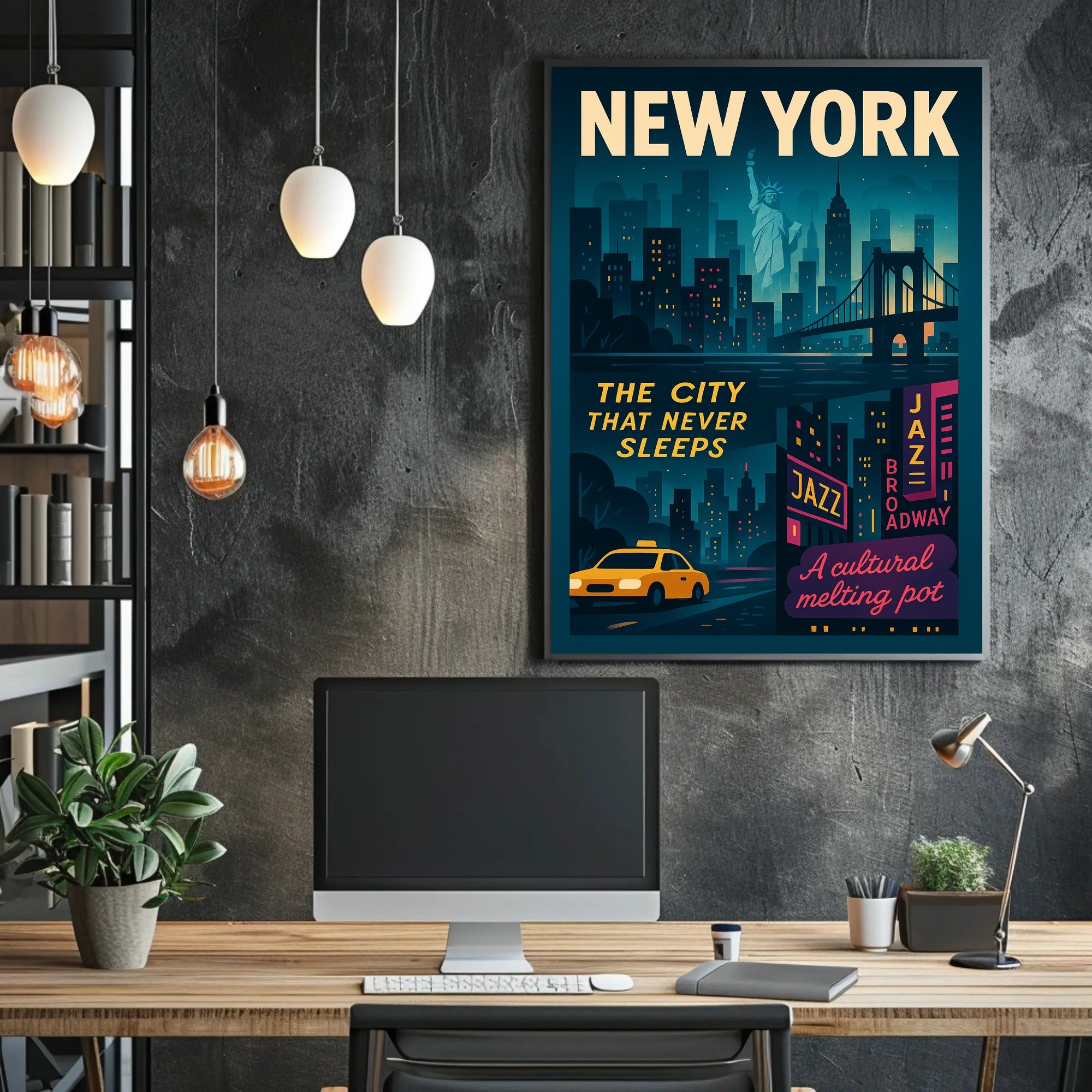 New York City Dynamic Urban Cityscape Poster PosterGoat