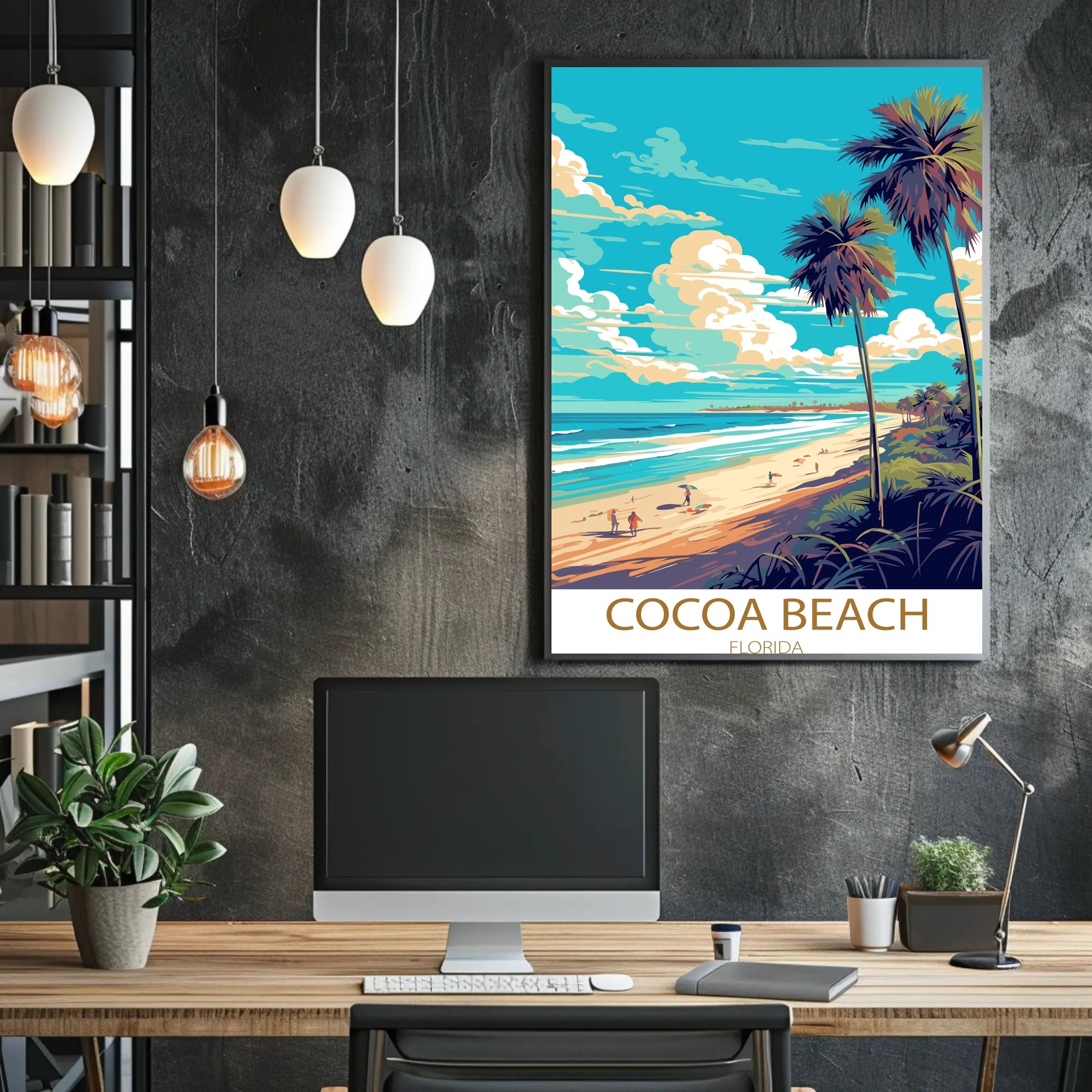 Cocoa Beach Sunlit Vintage Travel Poster