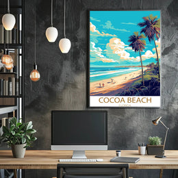 Cocoa Beach Sunlit Vintage Travel Poster