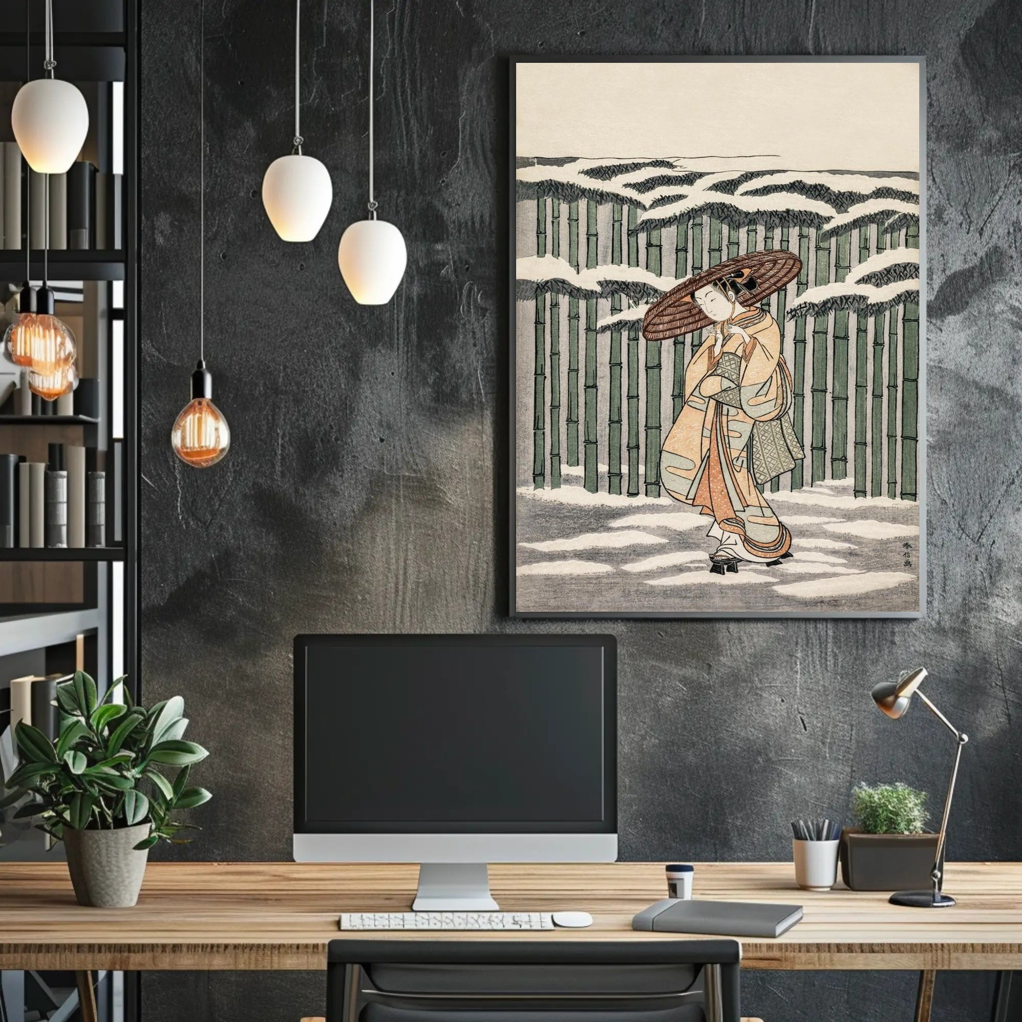 Winter Stroll in Bamboo Grove Poster